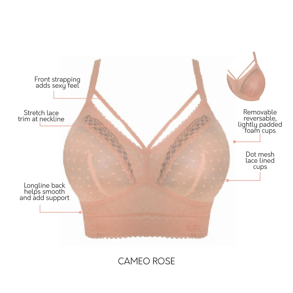 PARFAIT MIA DOT BRALETTE CAMEO ROSE