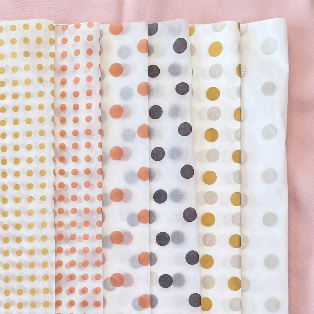 150pc, 28x20" Polka Dots 17g Wrapping Tissue Paper Sheets: Pink / Large Dot