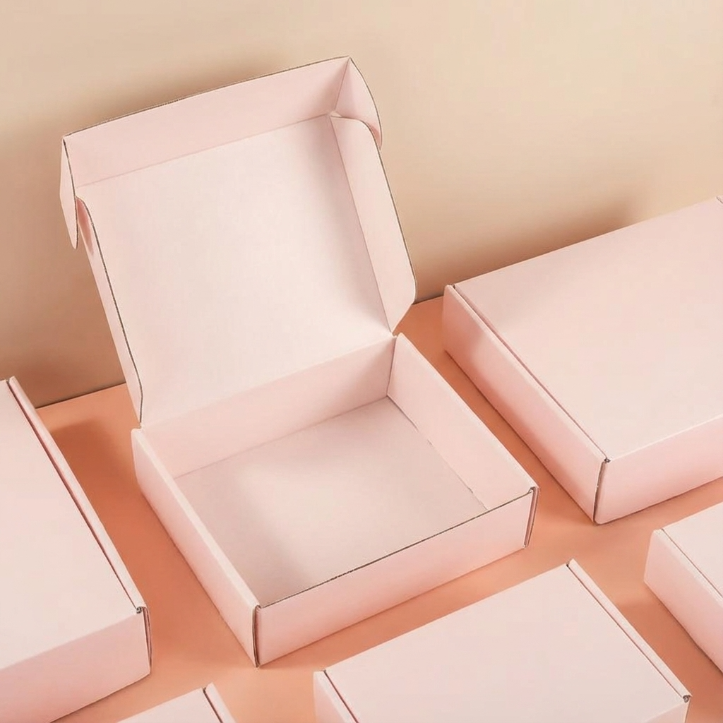 50pc, 5 sizes Pink corrugated cardboard mailer shipping box: T4