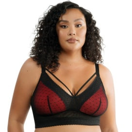 PARFAIT MIA DOT WIRE-FREE PADDED MESH BRALETTE BLACK
