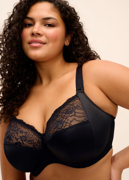 ELOMI MORGAN BLACK UNDERWIRE SIDE SUPPORT BRA
