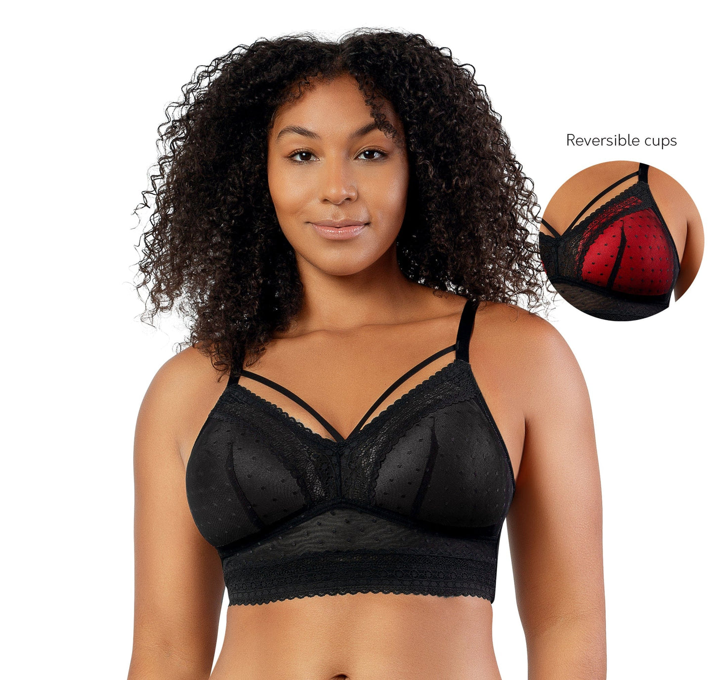 PARFAIT MIA DOT WIRE-FREE PADDED MESH BRALETTE BLACK