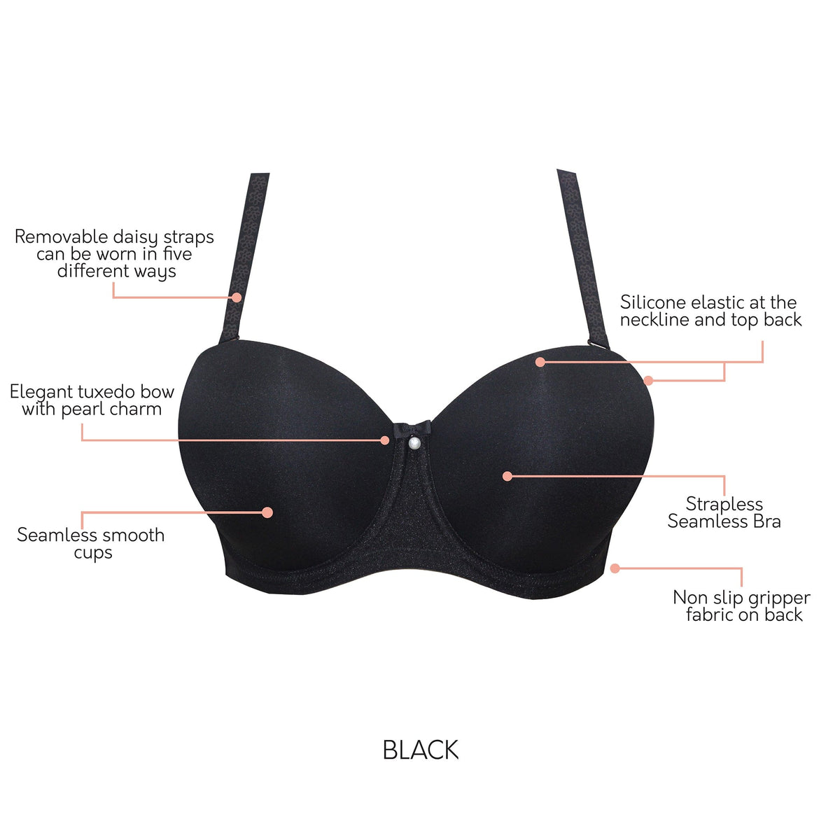 PARFAIT ELISE STRAPLESS BRA BLACK