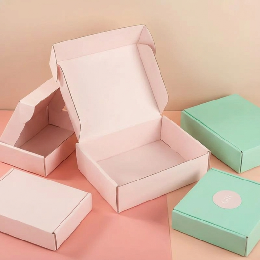 50pc, 5 sizes Pink corrugated cardboard mailer shipping box: T4