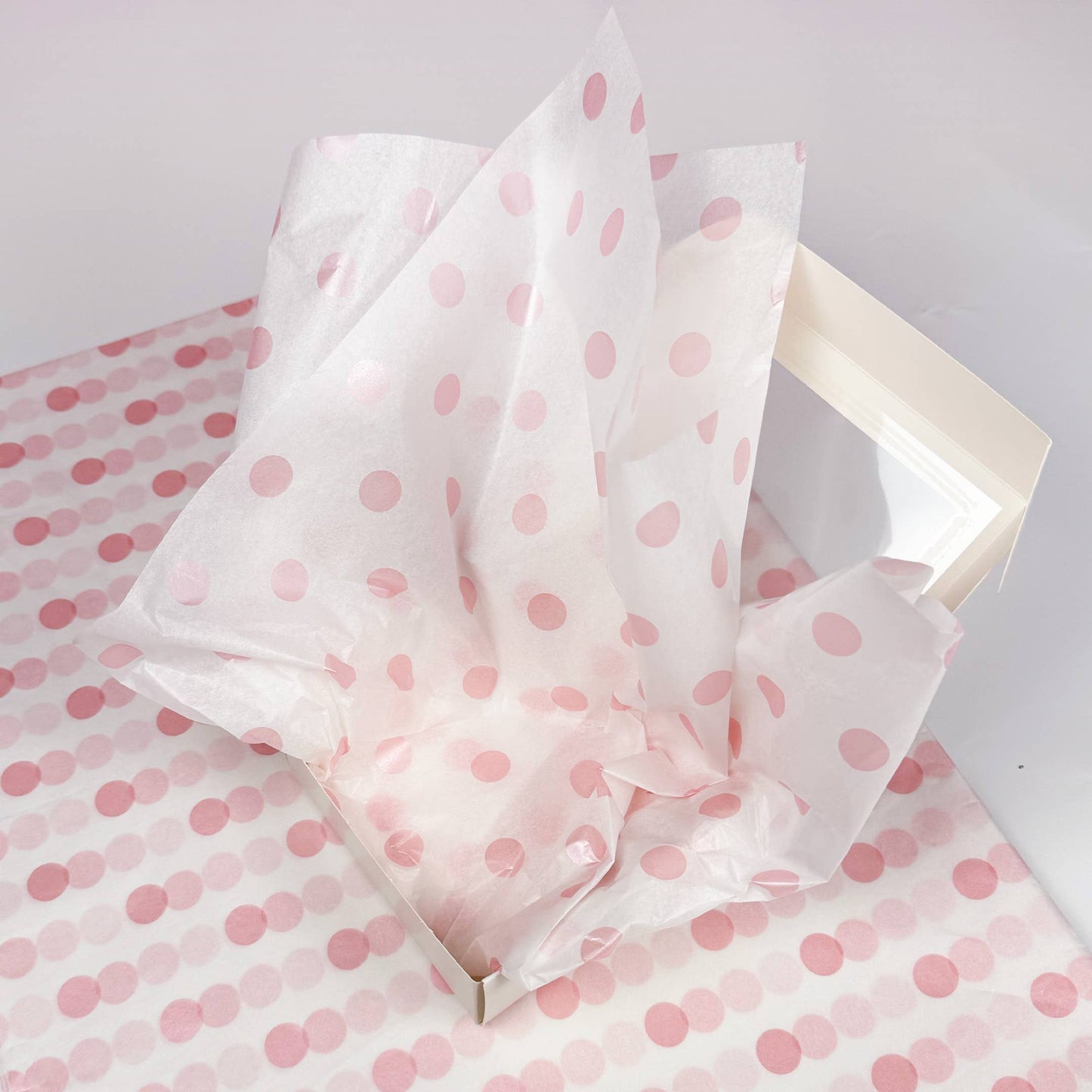 150pc, 28x20" Polka Dots 17g Wrapping Tissue Paper Sheets: Pink / Large Dot