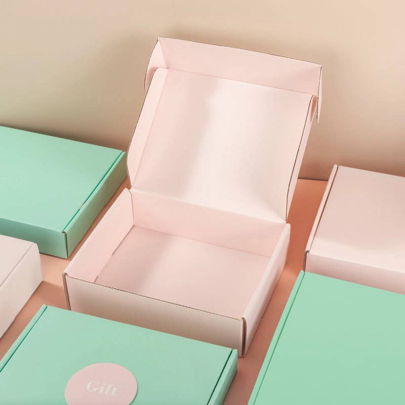50pc, 5 sizes Pink corrugated cardboard mailer shipping box: T4